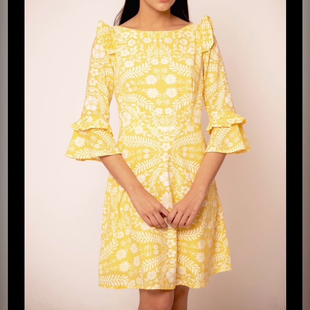 Beyond by‎ Vera Coco Yellow Floral Dress